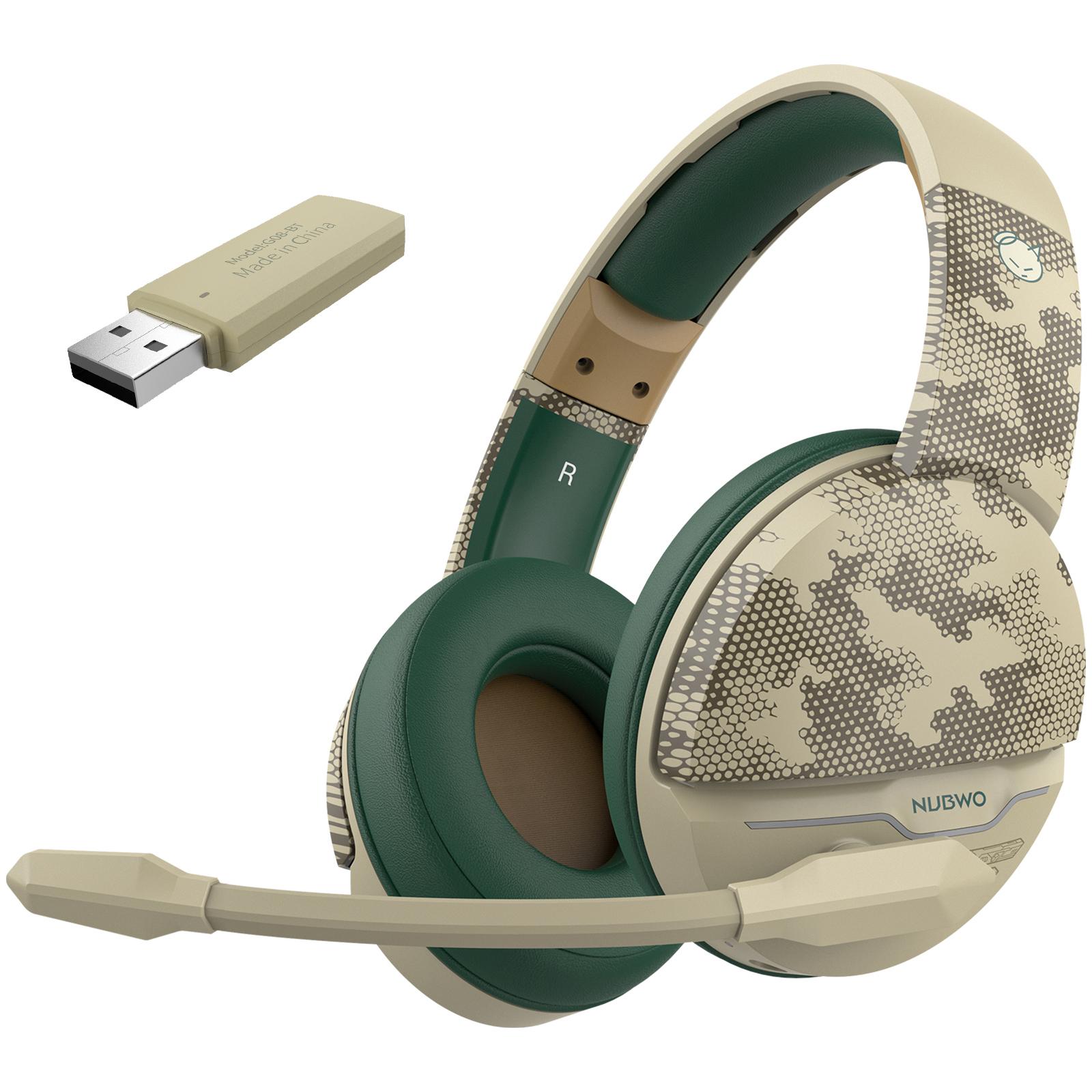 NUBWO G08 Kabelloses Gaming-Headset für PS5 PS4 PC Laptop BT5.3 & 2,4G Kabelloses Over-Ear E-Sport grau