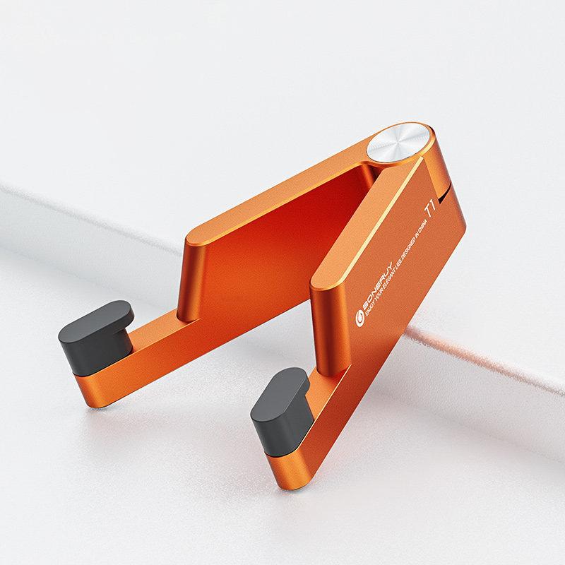 VAORLO Faltbarer Telefonhalter in V-Form, tragbare Halterung für Filme, Life Show, iPad, Smartphones, Ständer, Metallmaterialqualität orange