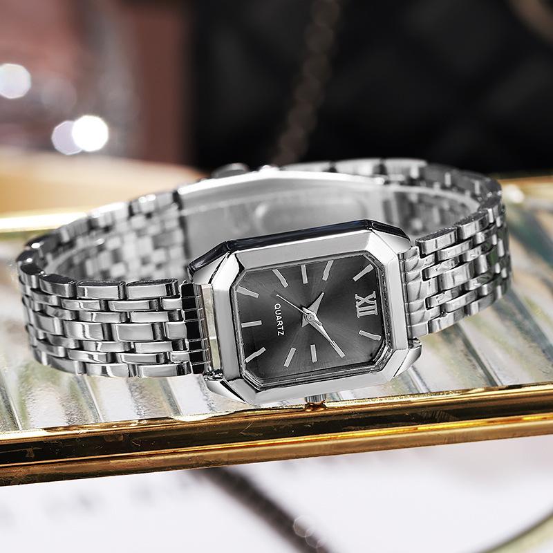 Elegante Rechteck Damen Uhren Mode Damen Quarz Armbanduhren Top Luxus Mädchen Uhr Geschenk silber/schwarz