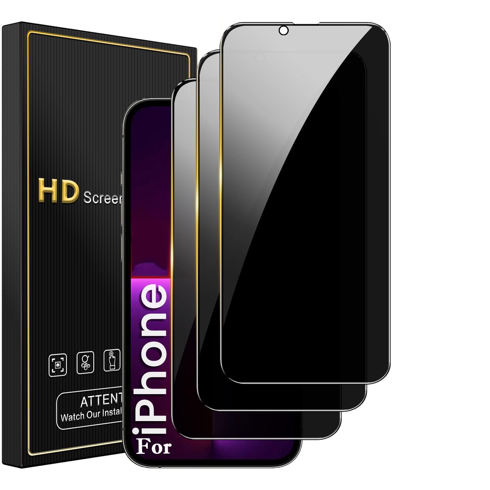 3 Stück Blickschutz Panzerglas Displayschutzfolie für iPhone Air 17 16 16E 15 14 13 12 11 Pro Max Mini X XR XS Max 7 8 Plus SE 2 3 Vollabdeckung Glasfolie For iPhone 16 Plus
