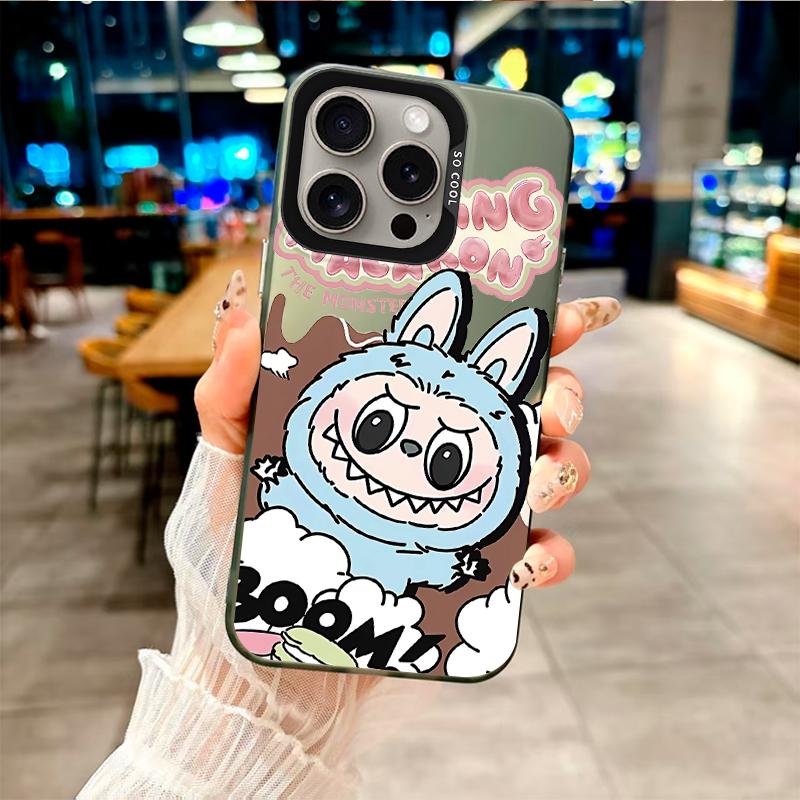 Labubu Dynamische Niedlichkeit  Modehülle für iPhone 7 8 X 11 12 13 14 15 16 Serie, für Samsung Serie A12 A23 A54 S21 S22 S23 S24 S25... iPhone 7Plus/8Plus schwarz