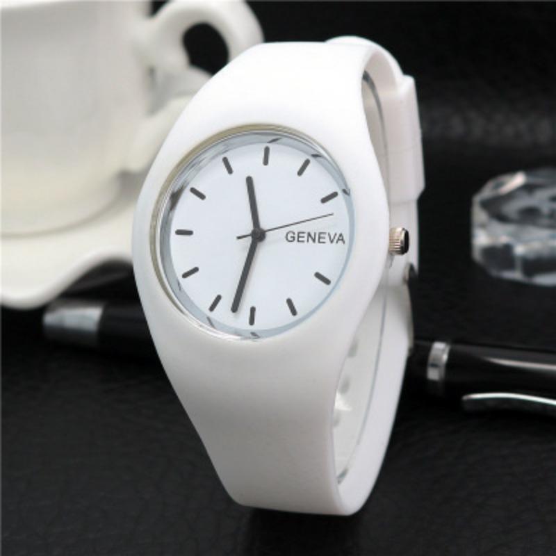 Silikon Uhr Mode Jelly Candy Genf Herrenuhr Damenuhr Quarz Ultra-dünne Uhr weiß