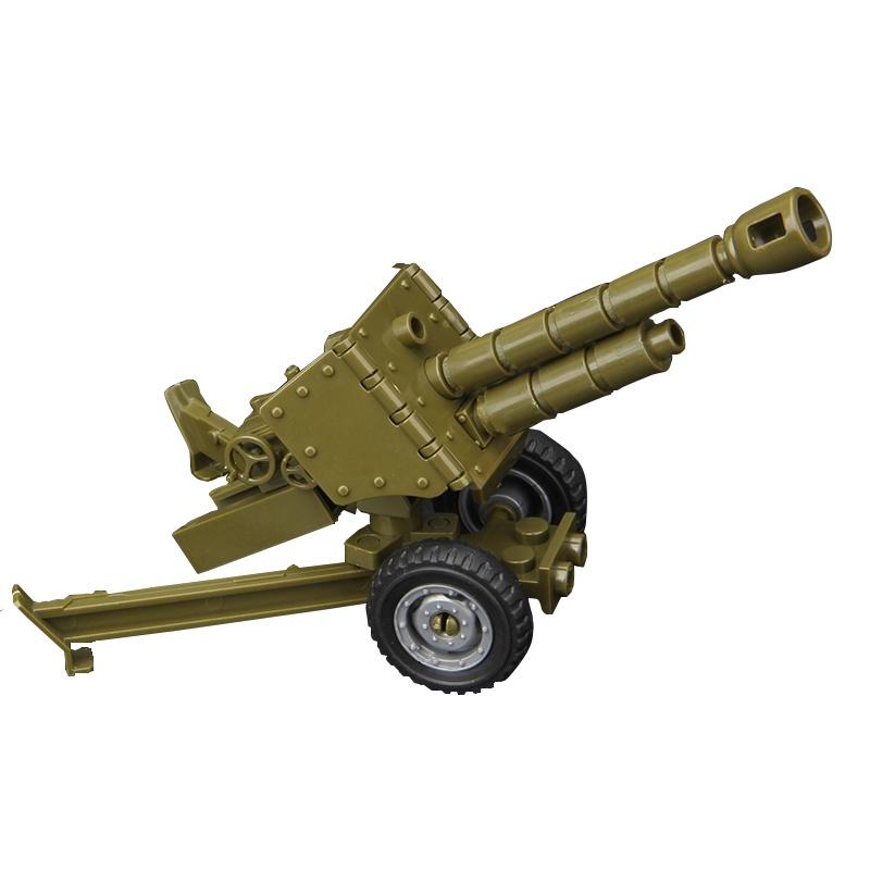 Militär DIY Modell Kanone Haubitze Interessiert Pädagogische Bausteine Geburtstagsgeschenk Geeignet für Kinder Militär grün