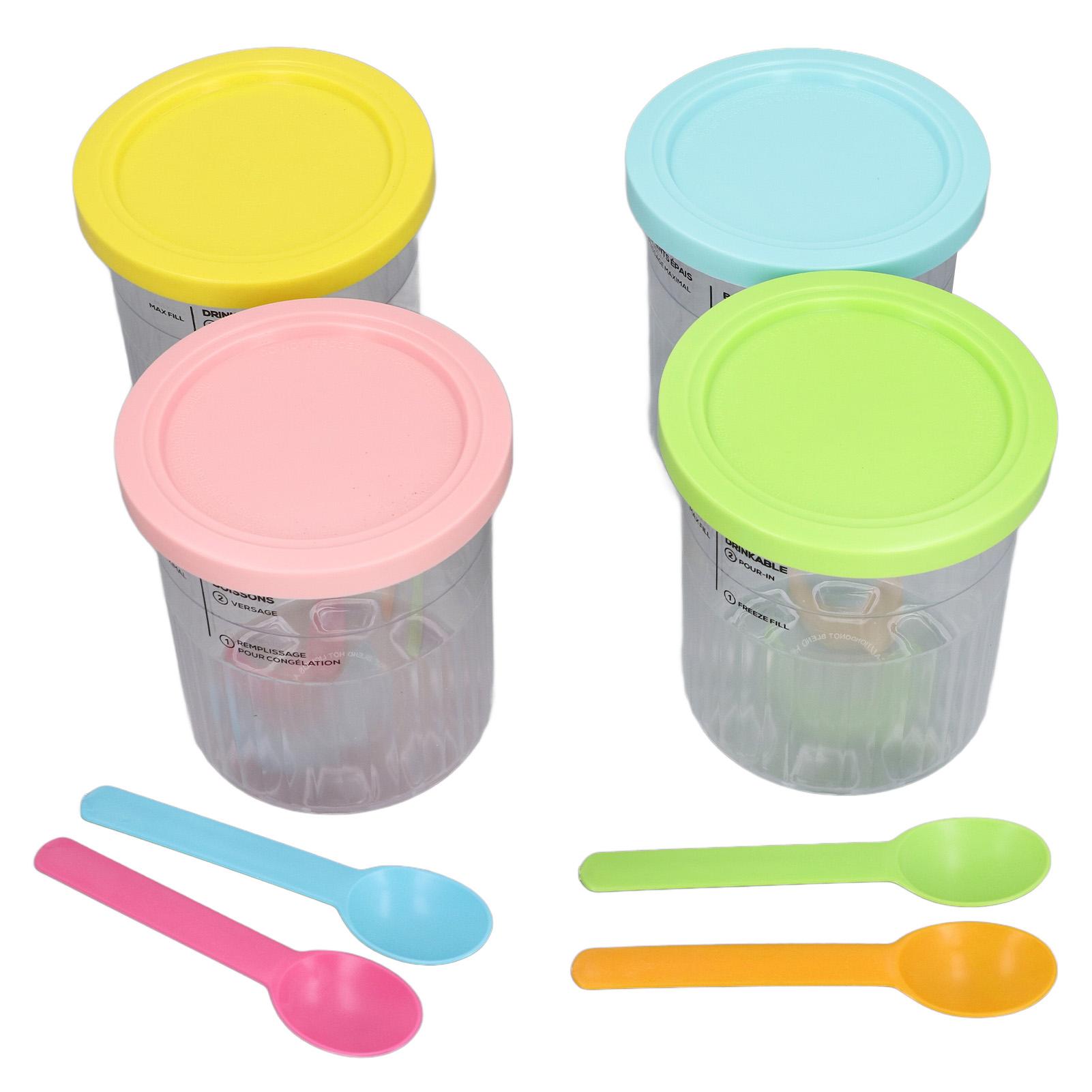 4 Stück Behälter für Eiscreme-Pints mit Wellenmuster und Deckeln, Aufbewahrungsbecher, Nahrungsergänzungsmittel-Glas, Creme-Pint