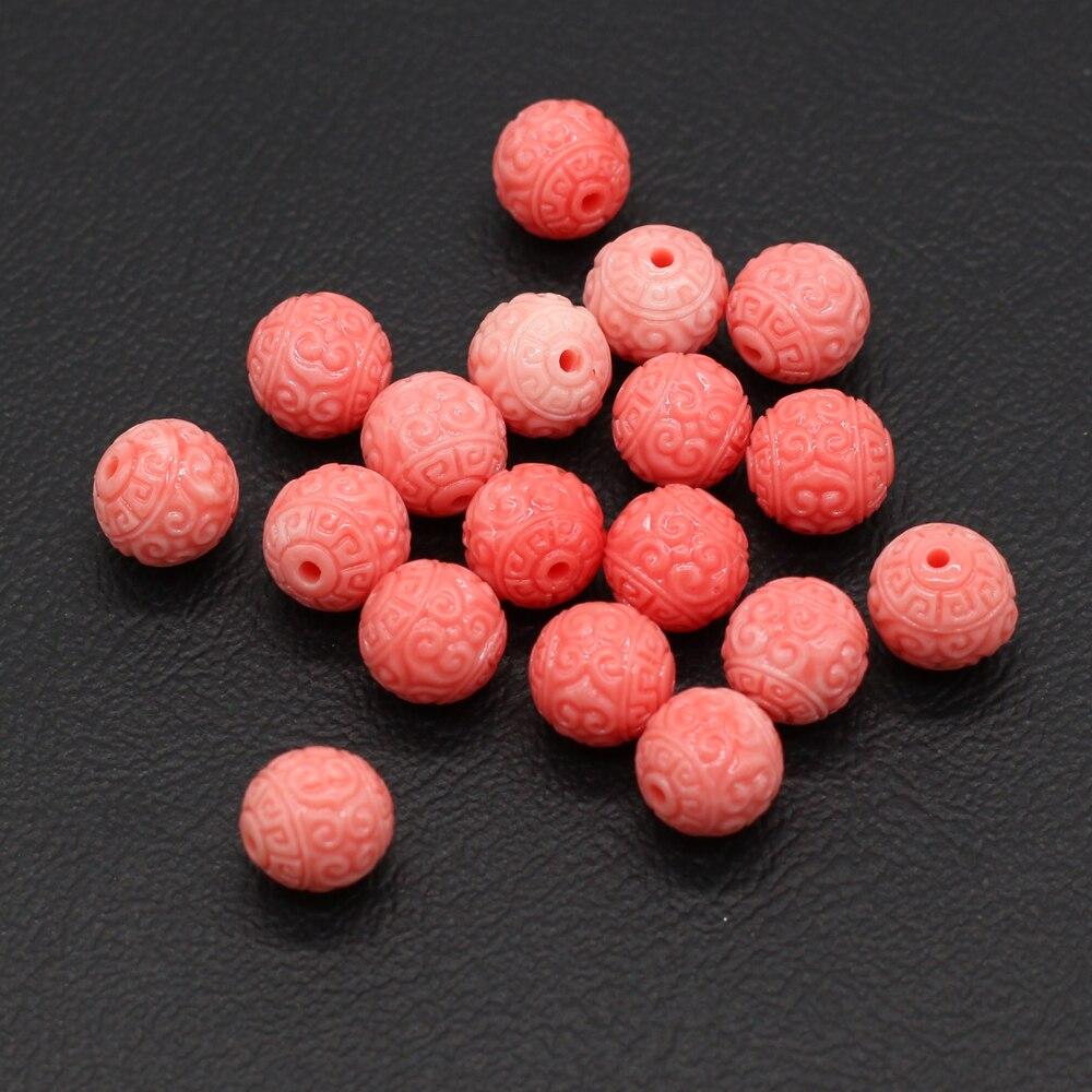 20 Stück/50 Stück natürliche rosa Koralle Perlen Durchgangsloch runde Perlen für Schmuckherstellung DIY Halskette Armband Zubehör 20pcs/8mm