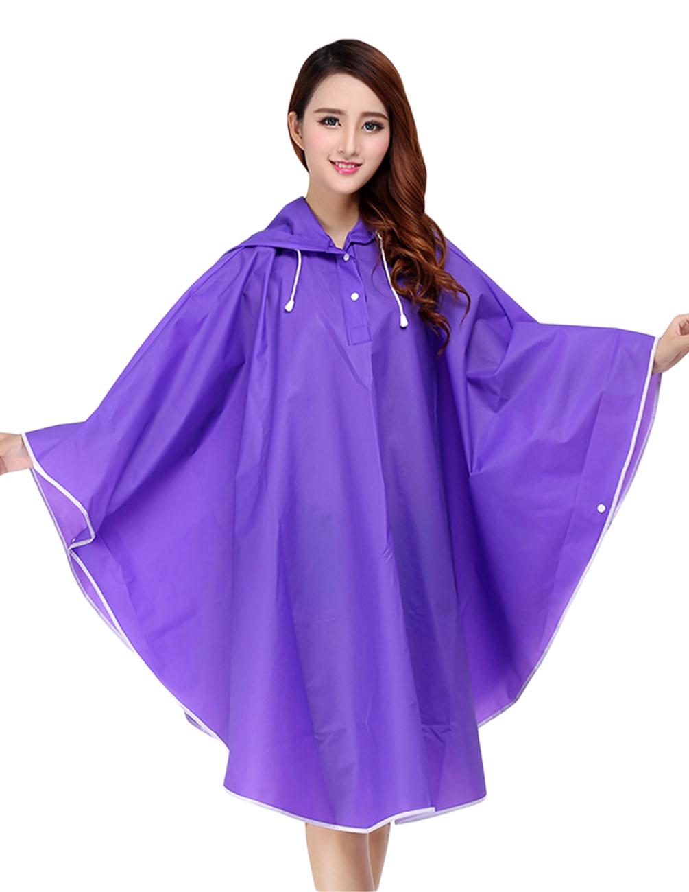 Bezaubernder, wasserdichter Regenponcho mit Windschutz, EVA-Regenjacke für Erwachsene, Unisex, mit Kapuze, 7 Farben One Size violett