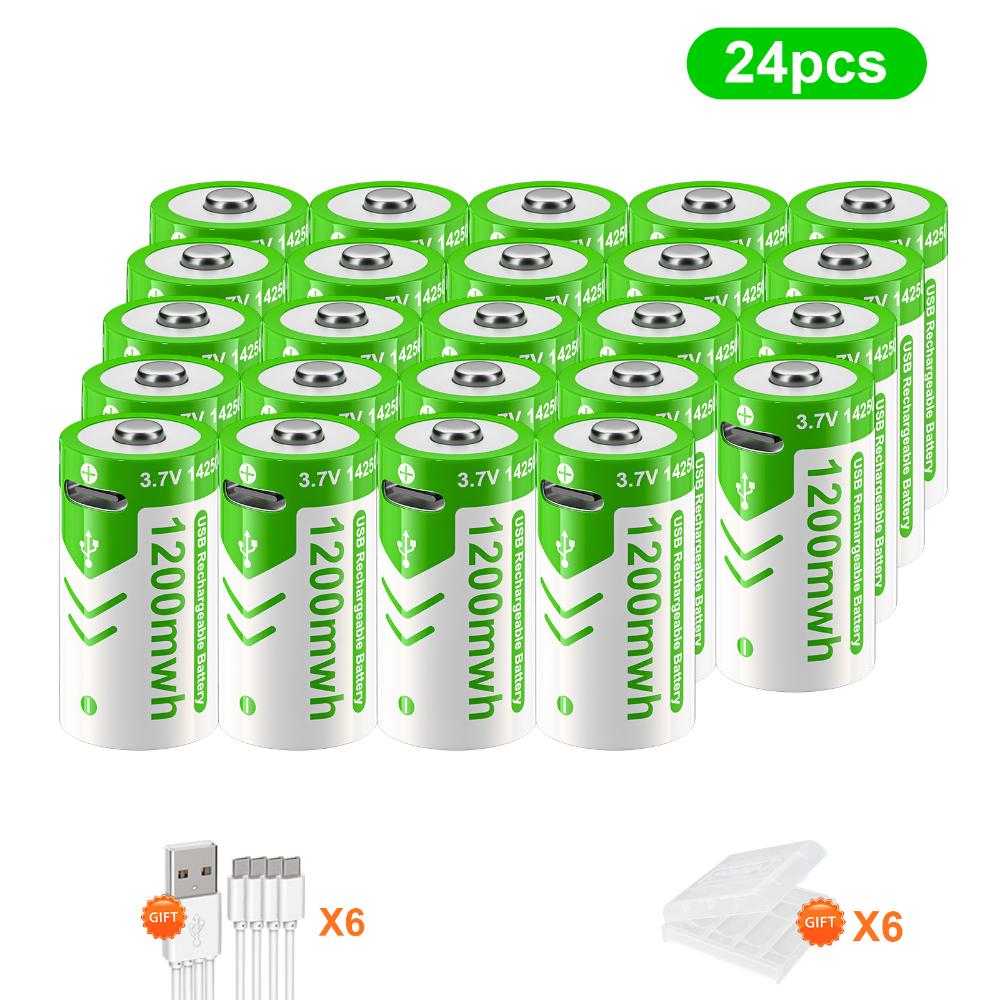 PALO 3,7 V 14250 300 mAh wiederaufladbarer Lithium-Akku, wiederaufladbarer USB-Sensor-Akku – rot/grüner Laserpointer-Akku, kostenloses Kabel