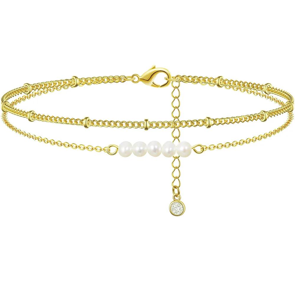 Türkisches blaues Auge des Bösen Fußkettchen für Frauen Sommer Strand Edelstahl Kreuz Knöchelarmband Damen Nie verblassender Schmuck beige