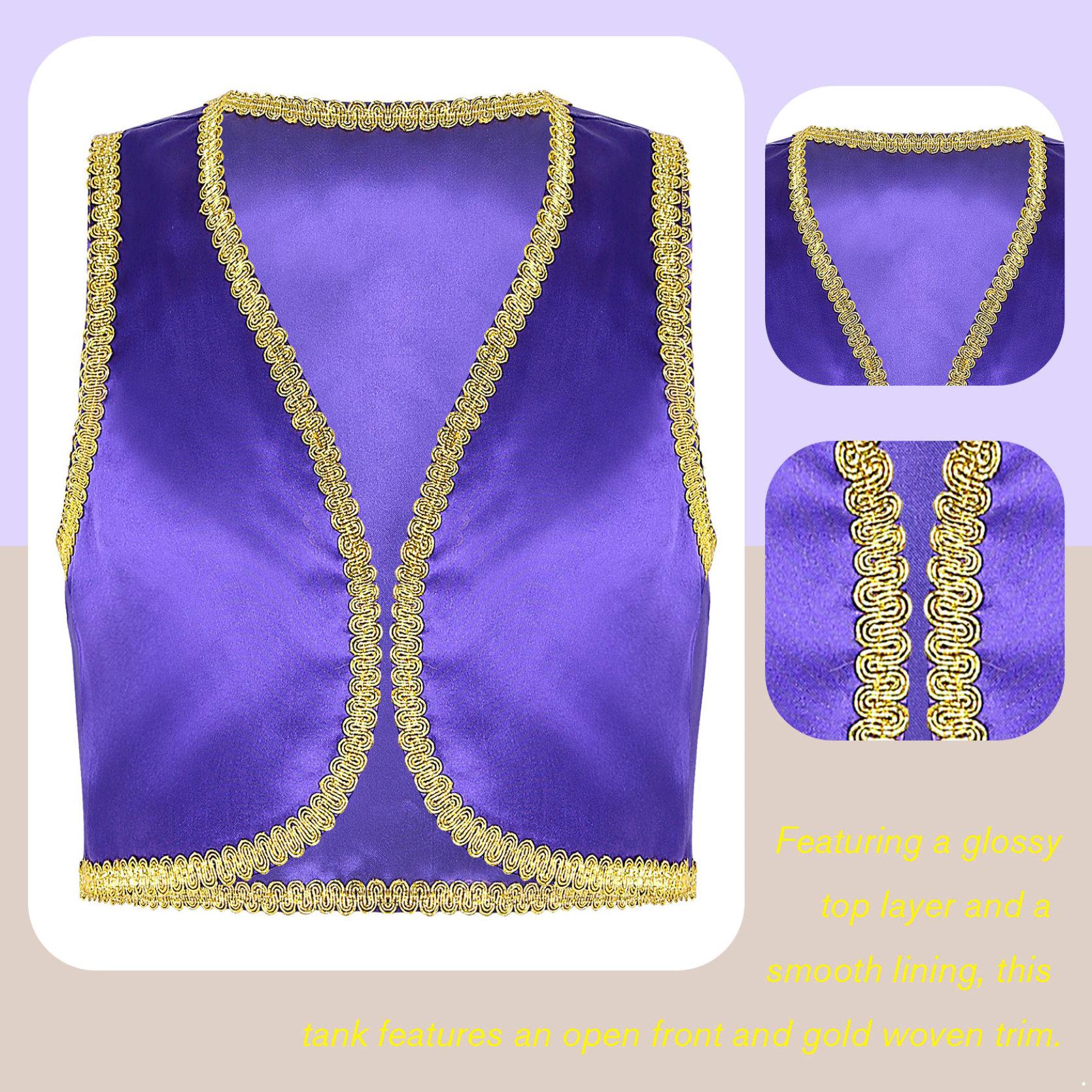 Jungen Halloween Arabischer Prinz Cosplay Weste Kinder Mottoparty Maskerade Festival Rollenspiel Weste Bühnenkostüm 5-6 Years violett