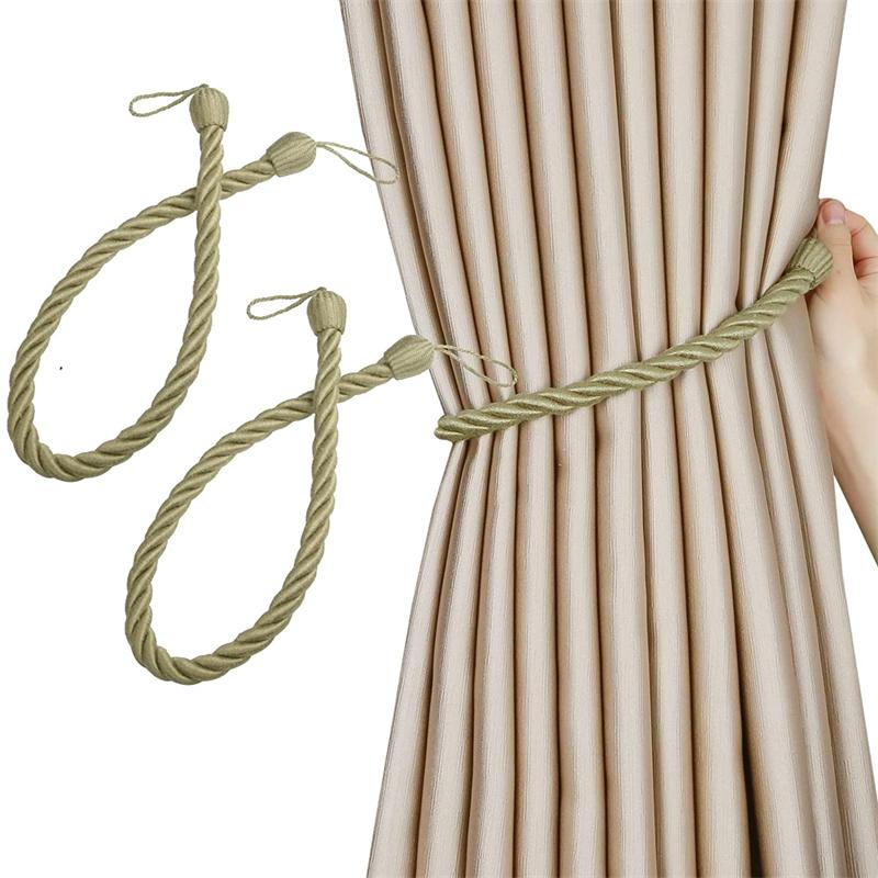 2 Stücke Vorhang Raffhalter Fenster Gardinen Seile Holdbacks Baumwolle Seil Weben Krawatte Vorhang Halter Schnallen Hause Dekorative Zubehör leinenfarben