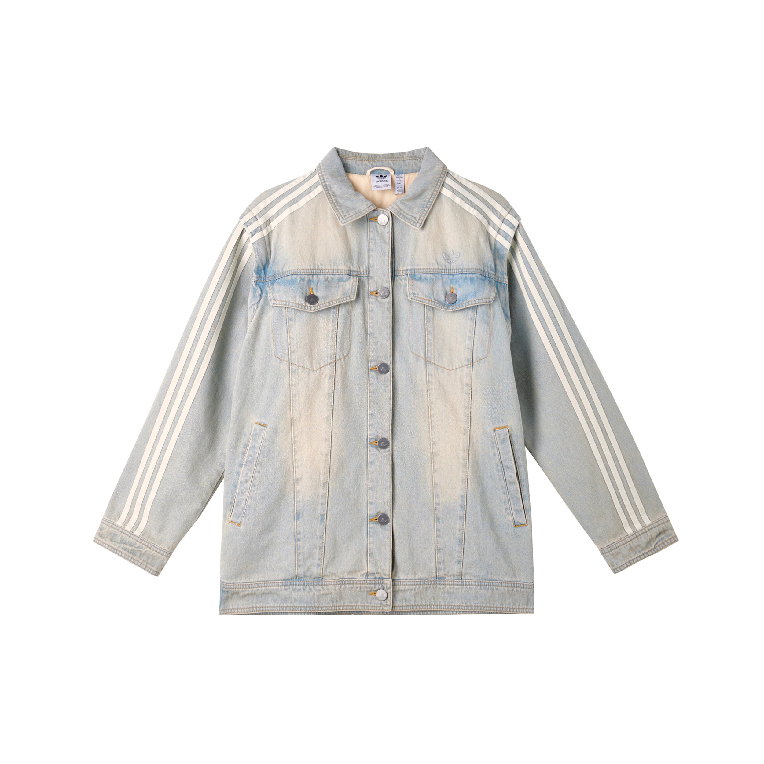 Adidas Originals Lässige Polokragen Langarm Jeansjacke Damen Jacken Hell-Denim-Blau JX9209 XS