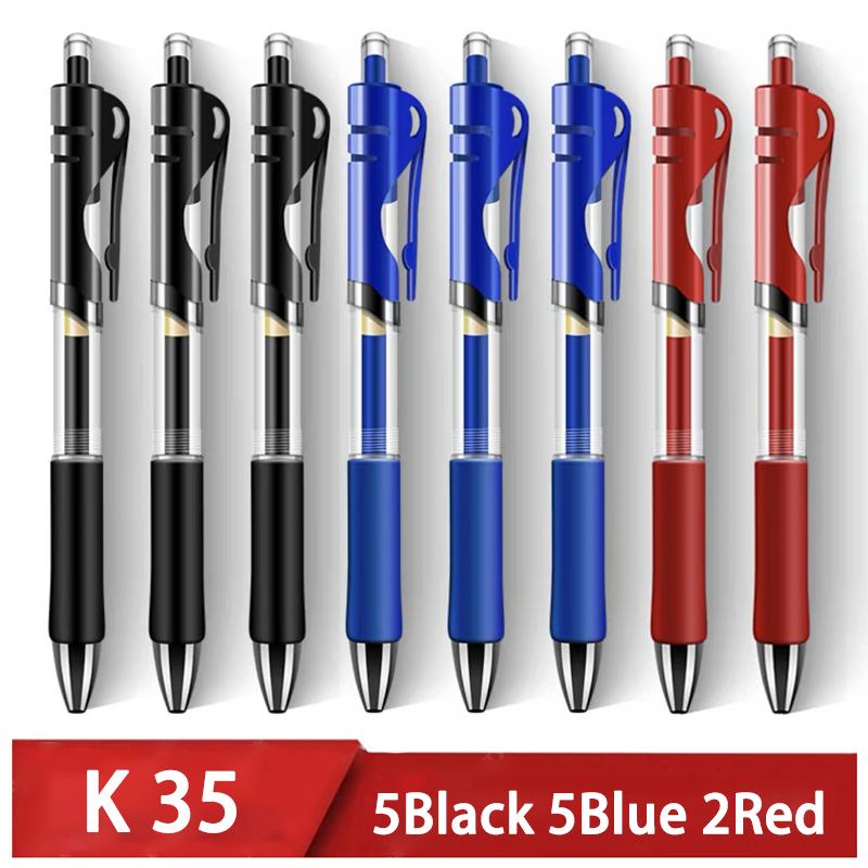 Einziehbarer Gelstift, Kugelschreiber mit schwarzer, roter und blauer Tinte zum Schreiben, Büro- und Schulbedarf, Schreibwaren, 0,5 mm, einziehbar, 12 Stück pro Box bunt