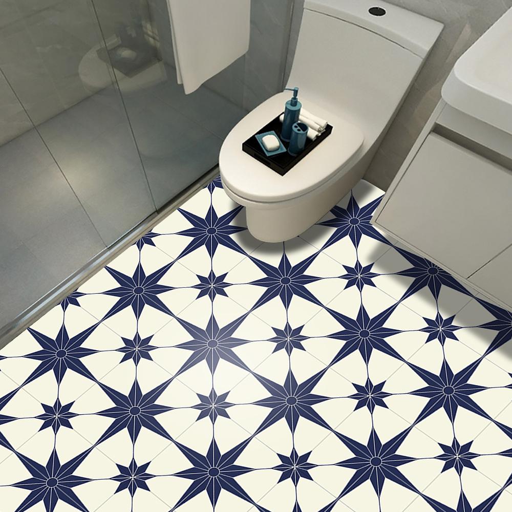 Marineblaue und cremefarbene Kompassrose, Fliesen-Bodenaufkleber, Küche, Badezimmer, Boden, Heimdekoration, verschleißfestes, wasserfestes Wandtattoo 10cmX10cmX10pcs