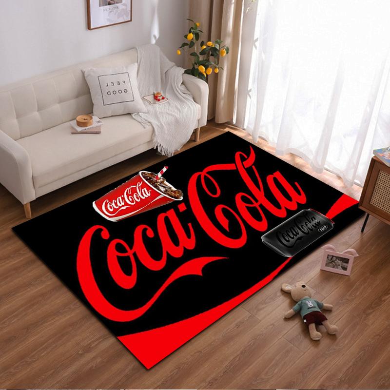 Roter und schwarzer Coca Cola Logo Teppich für Wohnzimmerdekoration Geeignet für den Einsatz als Anti-Rutsch für Wohnzimmer, Schlafzimmer, Sofas 60x90cm( 23x35in )