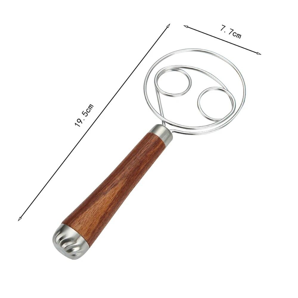 Dänischer Schneebesen mit Holzgriff, Rührstäbe für Eier und Sahne, Doppellöcher, Mehl, Kuchenrührer, Schneebesen, Küchen-Backutensilien B