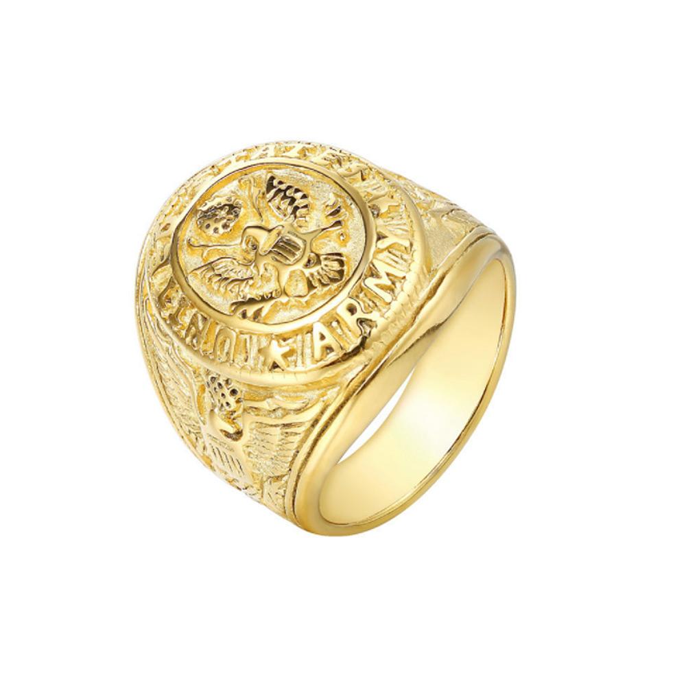 Vintage US Army Militärring Herren Gold/Farbe Edelstahl US Army Ring Marine Corps Adler Ring Männlicher Modeschmuck 8 beige
