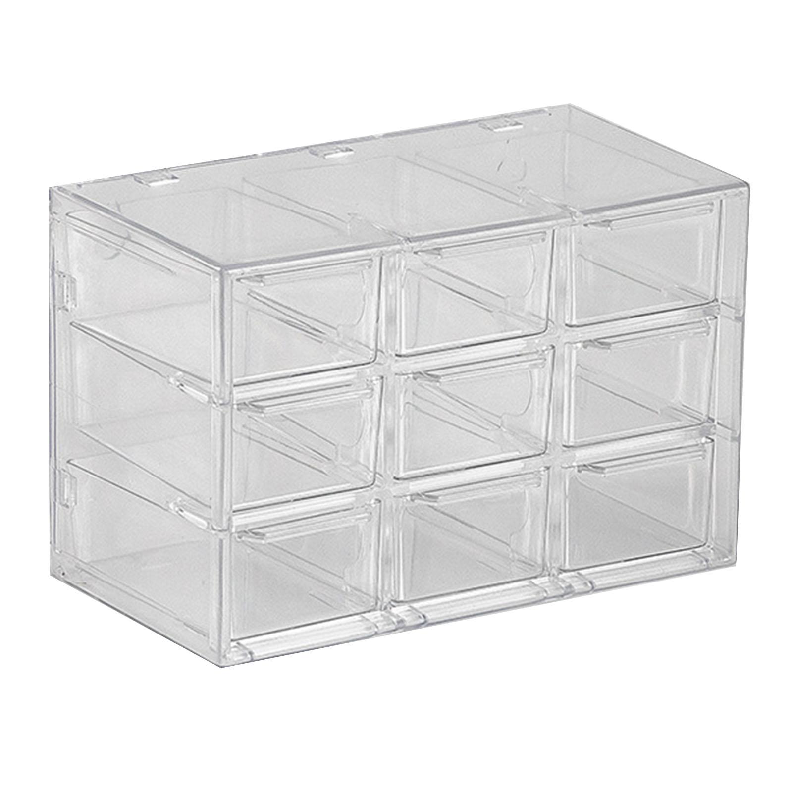 9 Grids Desktop Storage Box Schublade Platzsparend Staubdicht Desktop Unterteilt Schublade Transparent