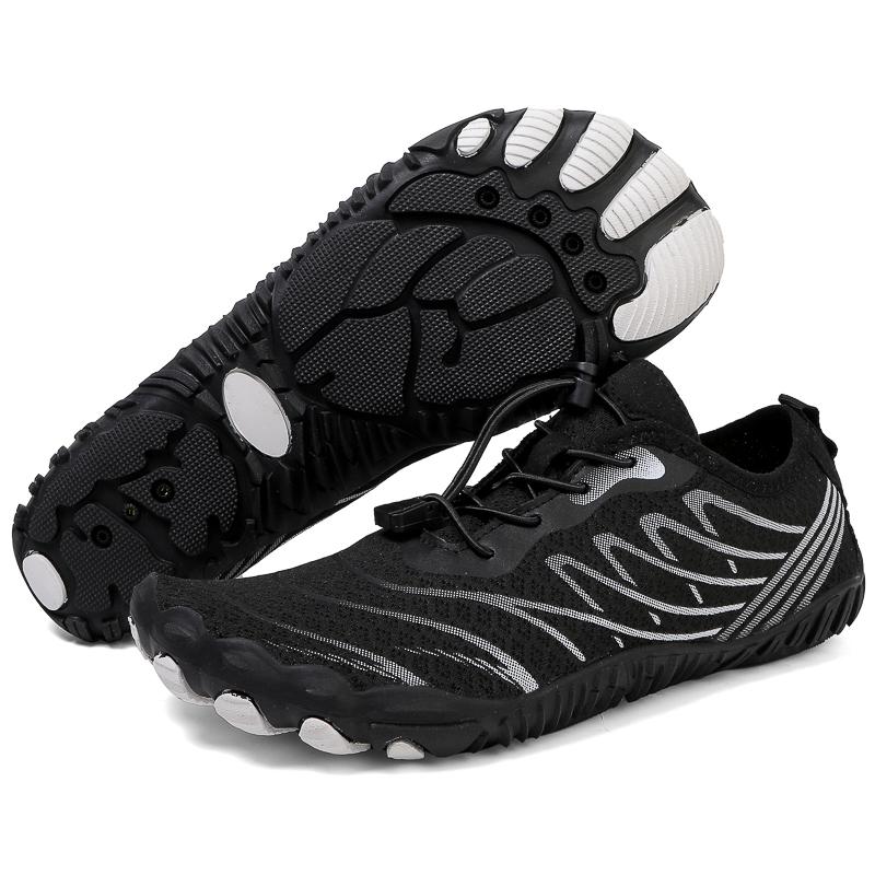 Barfußschuhe fürs Fitnessstudio, Damen und Herren, Pro-Wasserschuhe, Barfuß-Wanderschuhe, breite Zehenpartie, rutschfeste, atmungsaktive Zero-Drop-Schuhe 43 schwarz