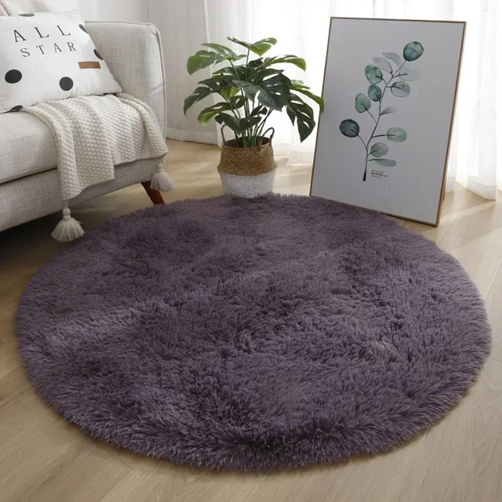 40cm Anti-Rutsch Flauschige Teppiche Großer Shaggy Teppich Super Weiche Matte Wohnzimmer Schlafzimmer Teppich Ästhetisches Schlafzimmer Runder Teppich Dekoration 100cm