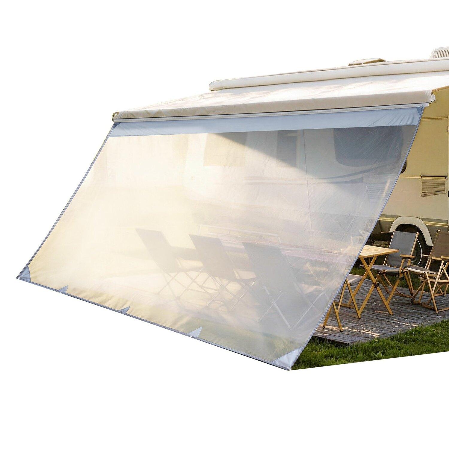 Wohnmobil Markisen Sonnenschutz Netz, 2 x 4,3 m Polyester Netz Sonnenschutzschirm (Passend für 4,5 m Markisen), Doppelt genähte atmungsaktive Sonnenabdeckung für Wohnmobile, Reisen und
