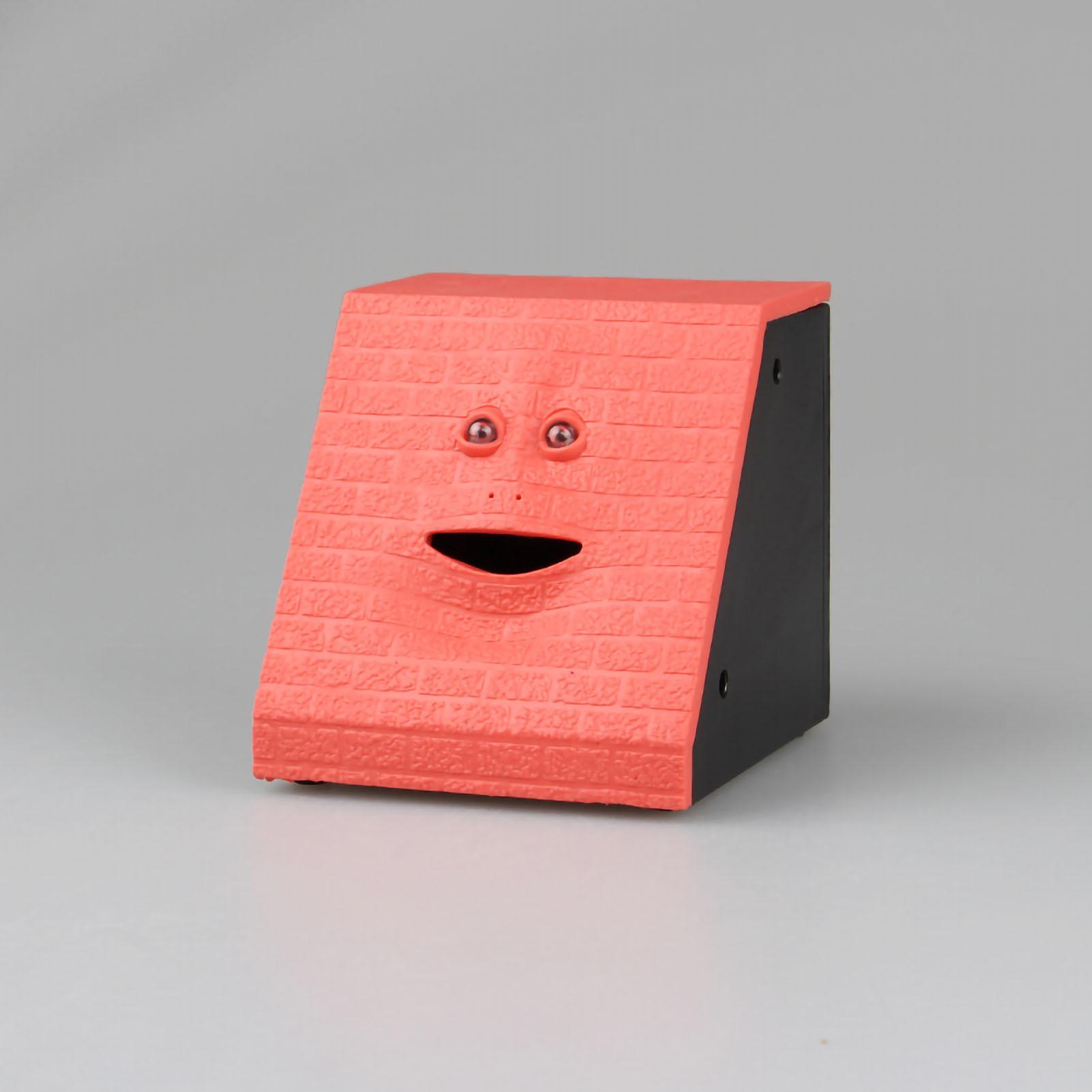 Sparschwein Kunststoff Neuartig Elektrisch Münzen Fressend Ziegeloberfläche Gesicht Bank mit Ton für Kinder Rosa rot