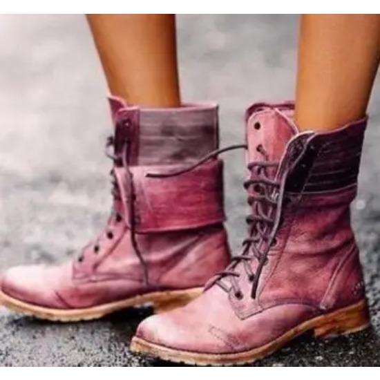 Übergröße 36-43 Schuhe für Damen Herbst Stiefeletten Stickerei Schnürung PU-Leder Damenschuhe Damenschuhe Botas De Mujer 38