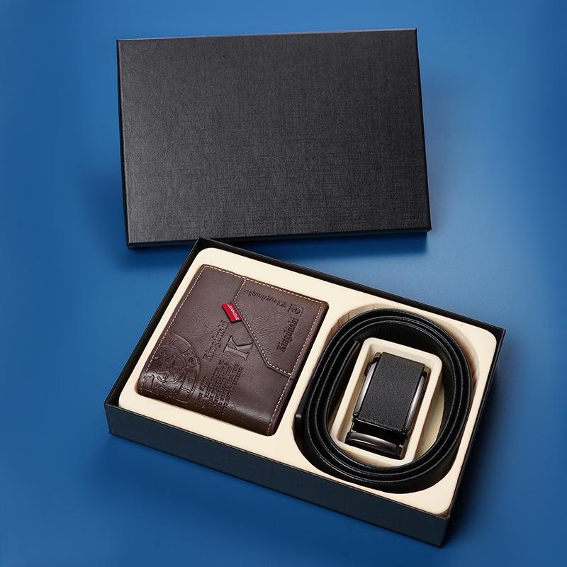 Herren Zufallsgeschenk Gürtel Geldbörse Geschenkbox Automatikschließe Hosen Gürtel Geldbörsen Set Geschenk Geschenk 130cm