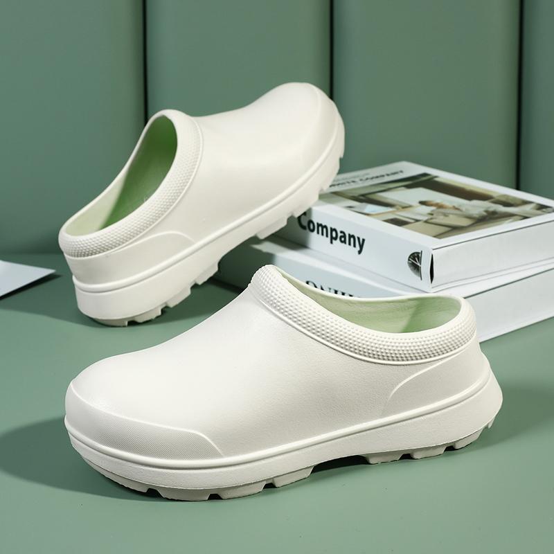 Küchenschuhe Herren Garten Clogs Outdoor Casual Wasserdicht Regenschuh Rutschfeste Restaurant Arbeitsschuhe Ölbeständiger Kochschuh 37-38 weiß