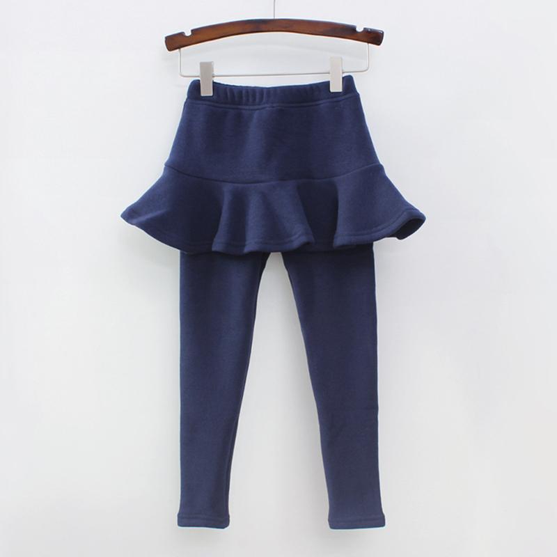Einfarbige Mädchenhose Kinderleggings 2-10J Kinderbekleidung Frühling Herbst Baumwollleggings Warme Baby-Mädchen Rock-Hose 140cm navy blau