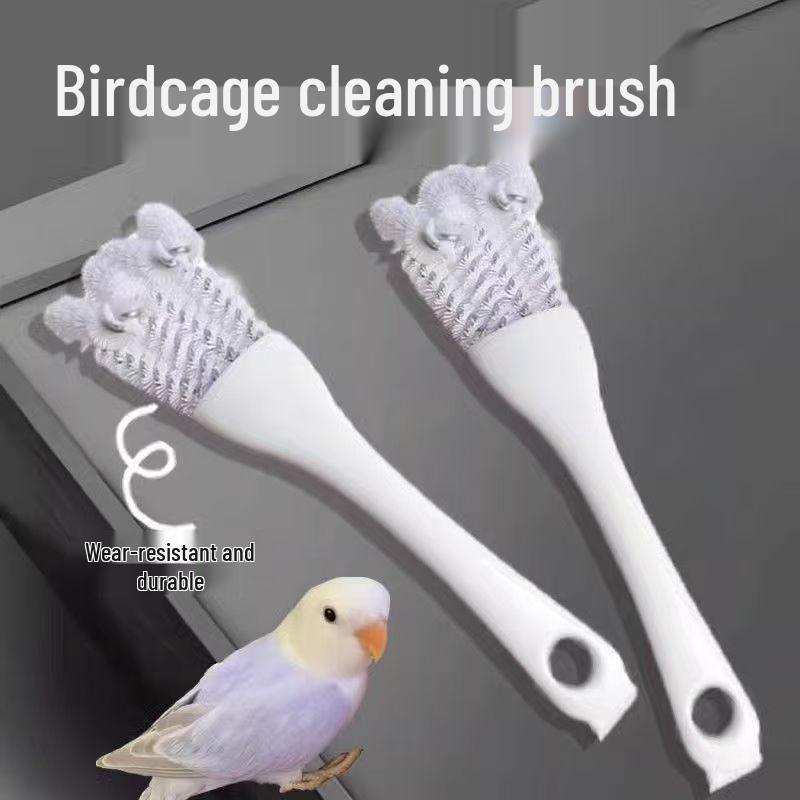 Multifunktionale Papageienkäfig-Reinigungsbürste & Schaufel - Vogelkäfig-Reinigungswerkzeug Multifunctional Birdcage Cleaning Brush weiß/graue