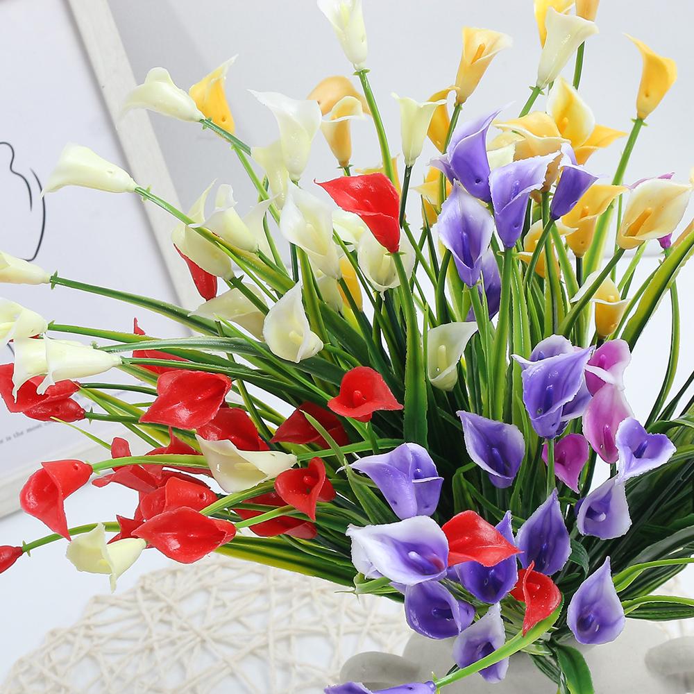 Künstlicher Calla-Lilien-Strauß 33cm Kunstblumen für Indoor Heim Zimmerdeko Garten Hochzeit Deko Outdoor Vase Blumenarrangement