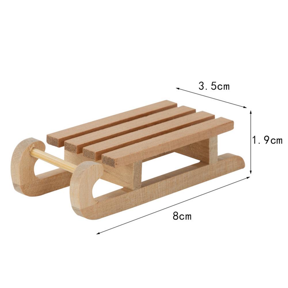 Mini-Miniatur-Schlitten, ungiftig, 1/12 Holzmodell-Schlitten, handgefertigt, für den Schreibtisch, Basteln, Heimdekoration, Basteln, Puppenhaus-Zubehör beige