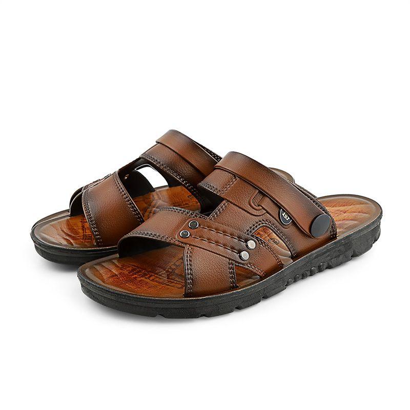 Übergrößen Herren Sommersandalen Weiche Sohle Dicke Sohle Slides Rutschfeste Hausschuhe Outdoor Fashion Flip-Flops Strandschuhe 38 braun