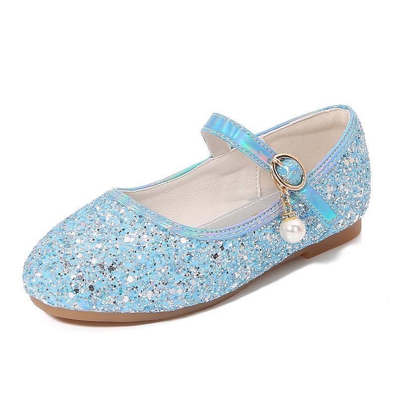 Mädchen Pailletten Prinzessin Schuhe - Frühling/Herbst, Ballerina für Tanz, Laufsteg oder Abendkleid. 28 blau