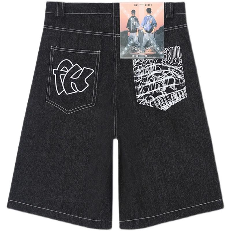 Hip Hop Mode Lässig Männer Denim Shorts Hosen Männer Mode Retro Stil Jeans Shorts Plus Größe L schwarz