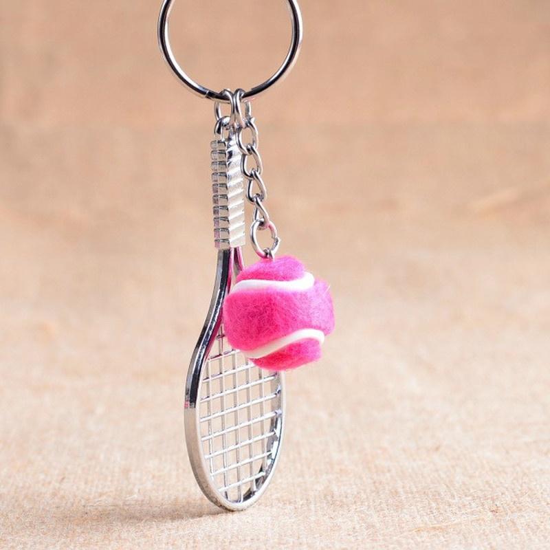 Tennis Schläger Schlüsselanhänger - Niedlicher Sport Mini Schlüsselanhänger Auto 6 Farb Anhänger Schlüsselring Sport Schlüsselkette rosa