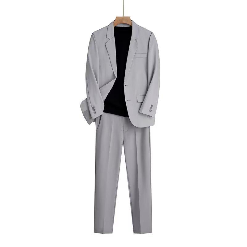 Leichte Business-Casual-Anzüge für Herren im Frühling/Sommer – Stilvolle, locker sitzende Jacken M hellgrau