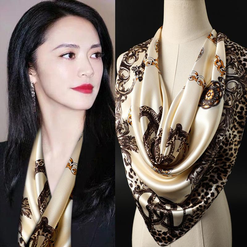 Mode Frauen Schals Quadrat Halstuch Hijab Schals 90*90cm beige