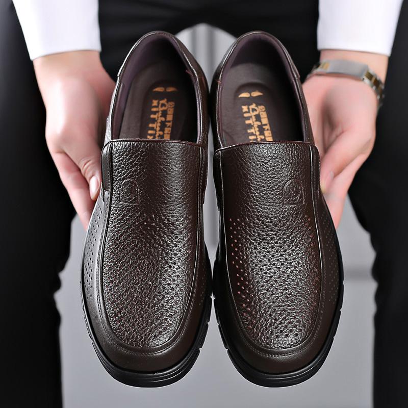 2025 Herren Echtleder Schuhe 38-46 Oberleder Weich Rutschfeste Gummi Slipper Schuhe Mann Casual Echtleder Schuhe 46