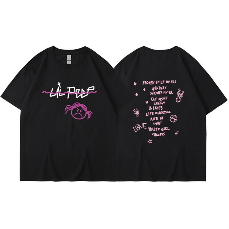 Rapper Lil Peep T-Shirt Männer Frauen Mode T-Shirt Baumwolle T-Shirt Kinder Hip Hop Tops T-Shirt Musik T-Shirt Junge T-Shirts Herrenbekleidung Sommer S gray