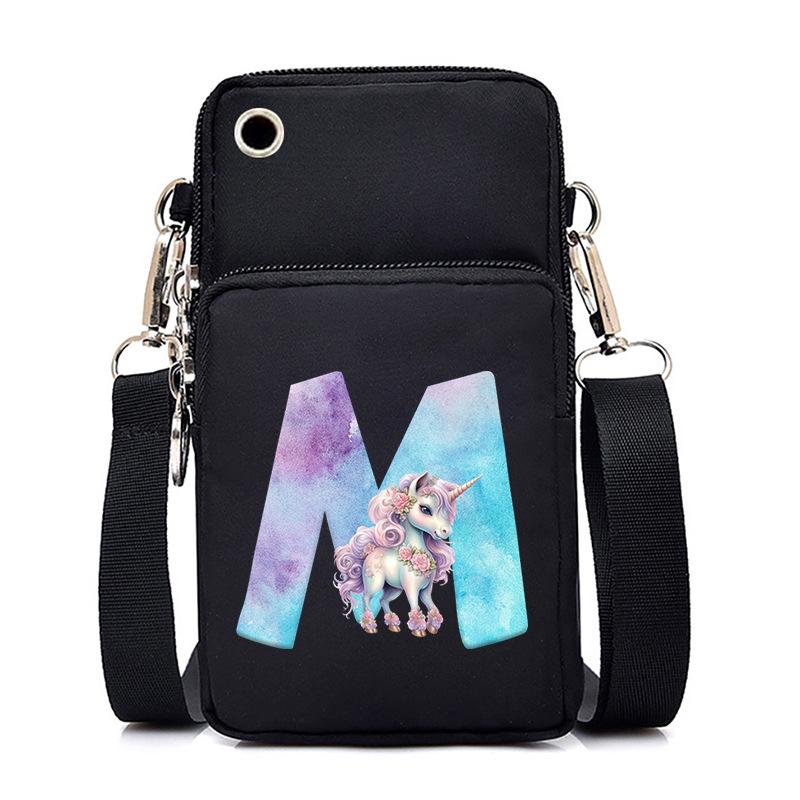 Einhorn Einhorn Buchstabendruck Handy Tasche Leicht zu Tragen Mehrzweck Umhängetasche 20*10cm