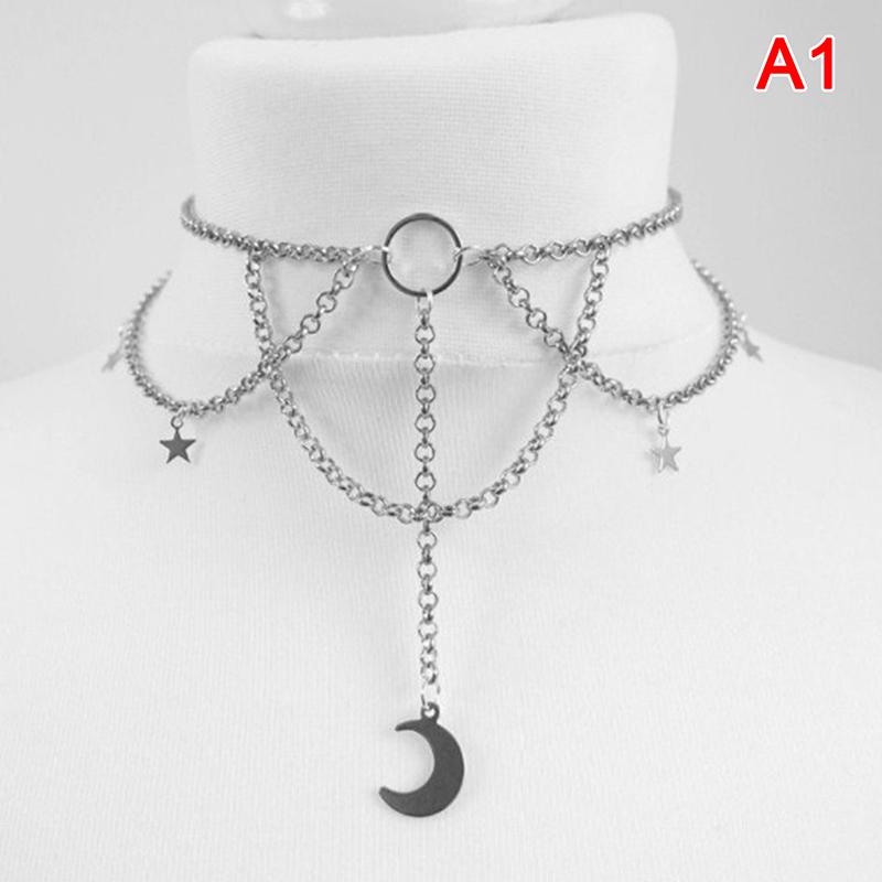 Gothic samt schwarze Halskette für Frauen Mode Mond heidnischen Schmuck Gothic gray