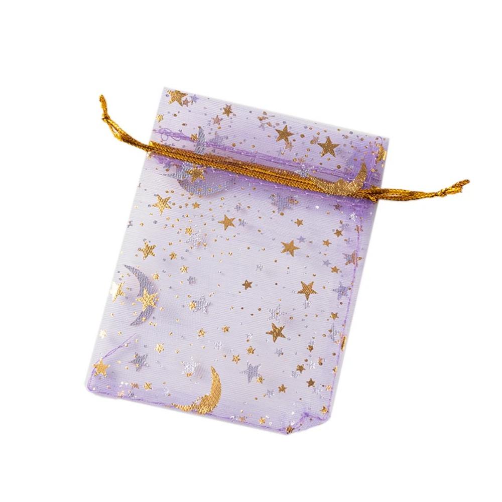 10 Stück Organza Geschenktüten Mehrfarbig Mond & Stern – Schmuckbeutel für Hochzeit, Gastgeschenke, Süßigkeiten und Schmuckverpackung 10pcs licht lila