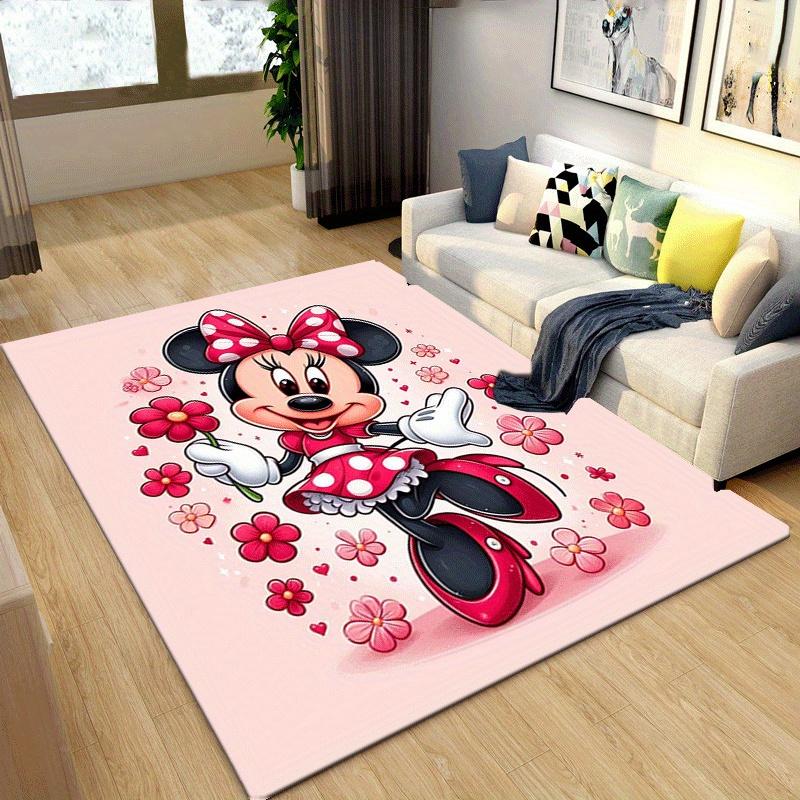 1 Stück Teppich mit Minnie-Aufdruck: Rechteckiger Teppich für Wohnzimmer, Schlafzimmer, Büro, Heimdekor, Küche, Rutschfest, Spielbereich Teppich 150cm by 200cm black