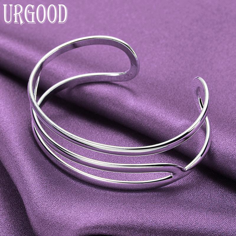 Offenes Armband aus 925er Sterlingsilber mit drei Fäden, Modeschmuck