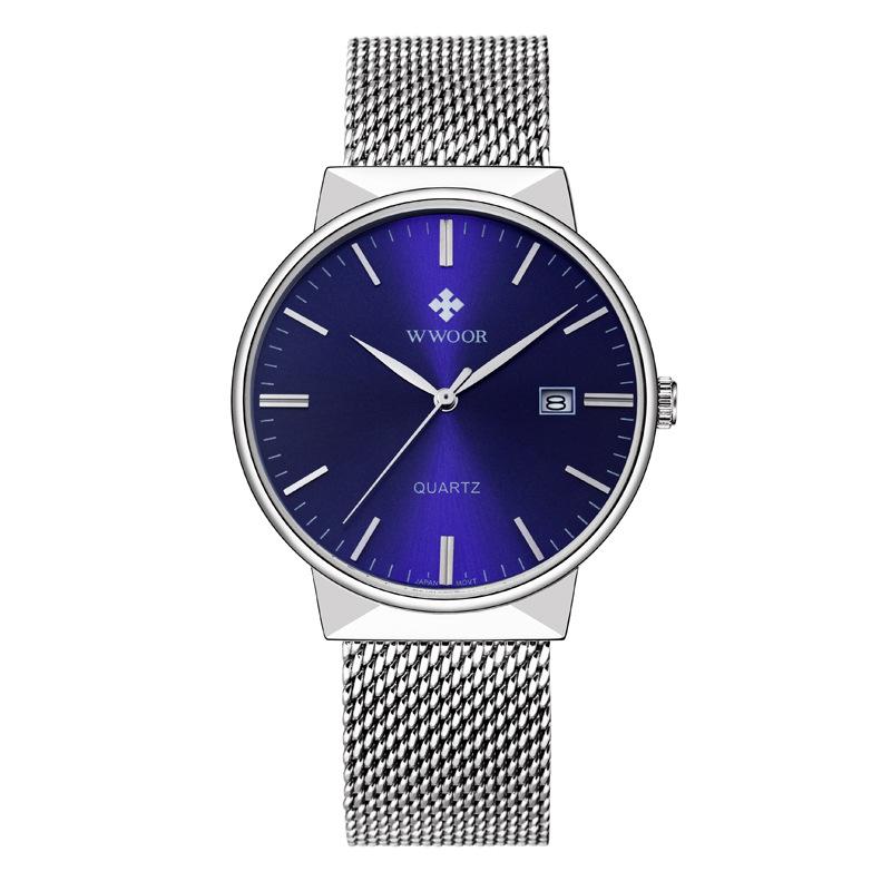 WWOOR Herrenuhren Wasserdichte Armbanduhr Business Herren Quarzuhr Datum Sport Luxus Golduhren für Herren blau