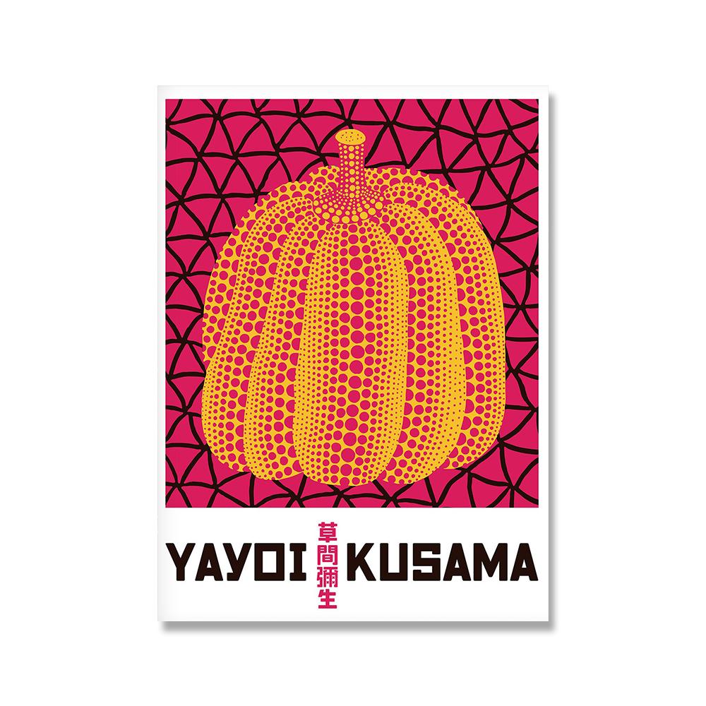 Yayoi Kusama Super Pumpkin Works Ausstellungsplakate und Drucke, Galerie-Wandkunst, Bild, Museum, Leinwand, modernes Wohnzimmerdekor 60x80cm No Framed
