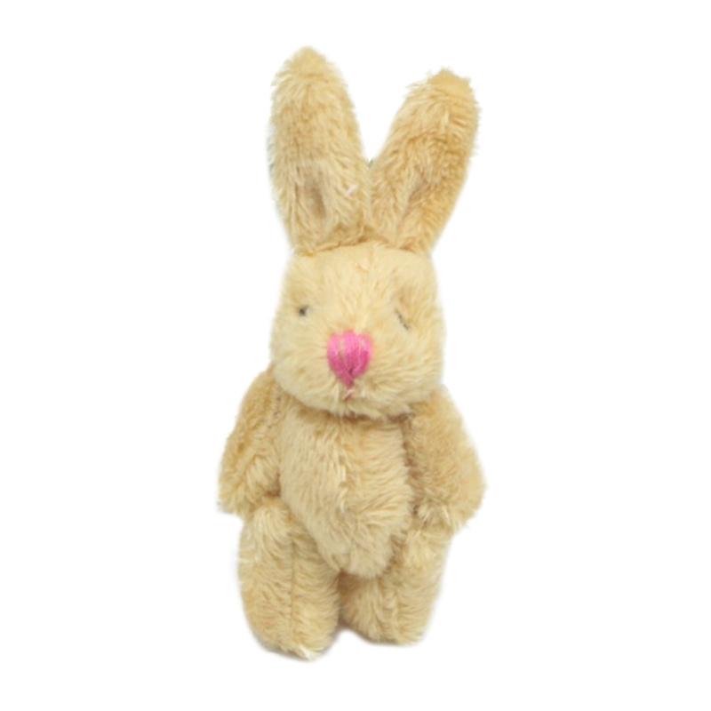 6 cm realistische Puppenhaus-Plüschpuppe, weich gefüllte Kaninchen, Hasenspielzeug, Miniatur-Dekoration, Puppe, Mini-Gelenk-Kaninchen-Anhänger hellbraune