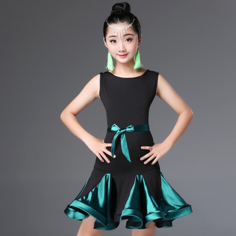 Rüschenblume Ballsaal Mädchen Latein Tanzkleidung Kleid Wettbewerb Mädchen Kind Kind Salsa Tango Cha Cha Performance Übung Rock Matches the image,140 gray
