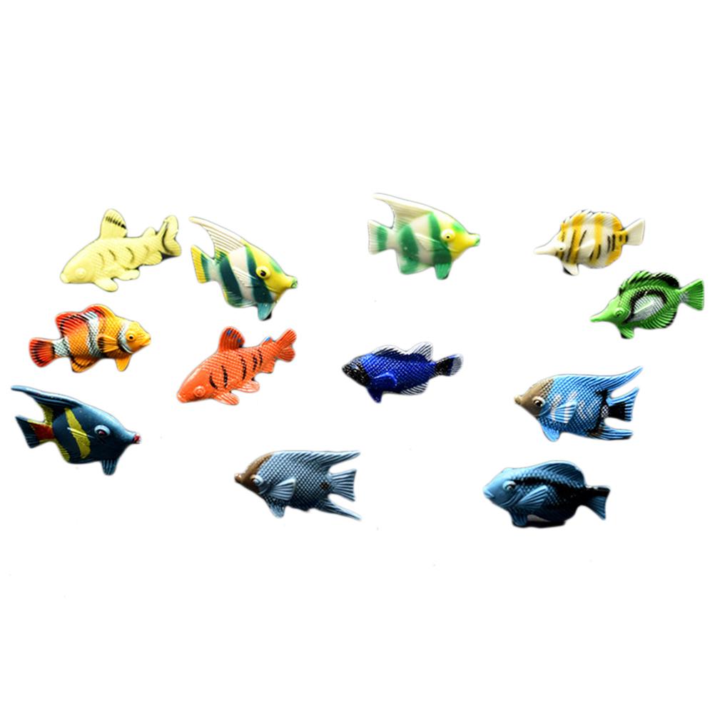 12 Stück Mini Tropischer Ozean Fisch Haustierfiguren Spielzeug PVC Pool Fisch Spielzeug Frühe Bildung Mini Meeresfisch